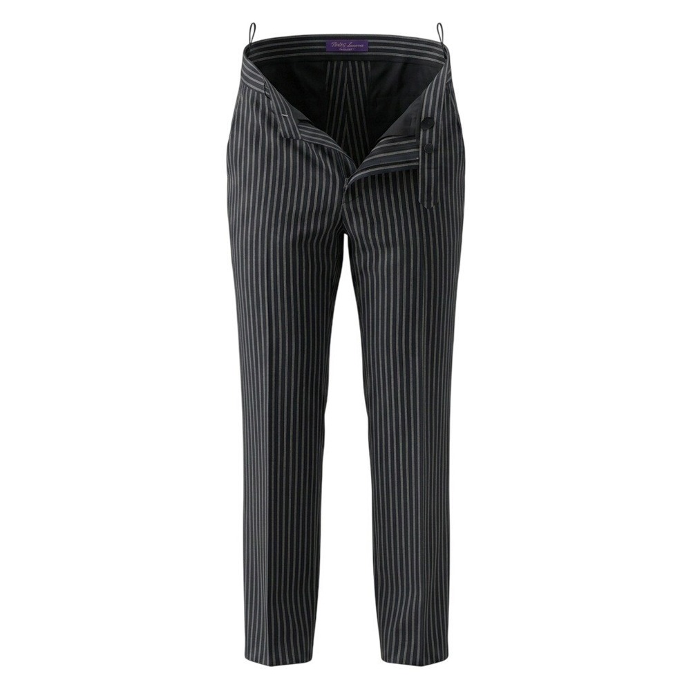 Ralph Lauren Collection Purple Label Wool Pinstripe Trousers Pants Italy Black 4